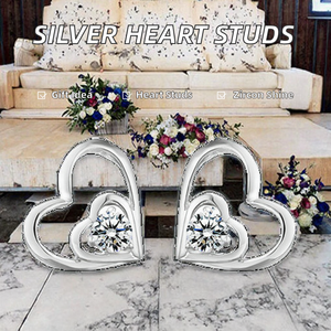 ต่างหูเงินแท้ 925 รูปหัวใจคู่ ประดับเพชรซิคอน สไตล์น่ารัก แฟชั่นใหม่มาแรง เหมาะเป็นของขวัญสำหรับผู้หญิงและเด็กผู้หญิงในโอกาสหมั้นและงานแต่งงาน - Product Image 2