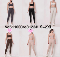 Tank Top Olahraga Kasual Bergaris Elastis Tinggi + Celana Panjang Ketat untuk Wanita Aloa0l Set Pakaian Fitness & Yoga Pabrik OEM ODM