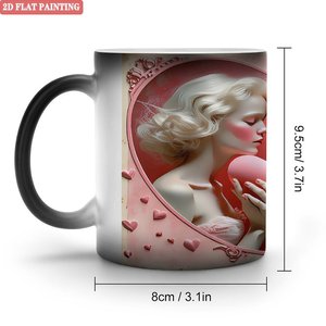 Frosted Black 11oz <b>Ceramic</b> <b>Mug</b> Heat Activated Cup For Festival Souvenir - Product Image 1