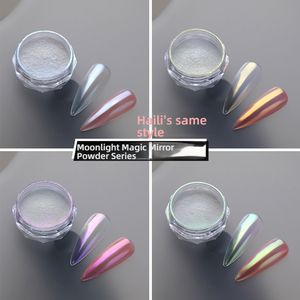 بودرة فن الأظافر بتأثير ضوء القمر، بودرة فضية سحرية لامعة، بودرة لؤلؤية فائقة اللمعان، تأثير مرآة، صبغة لتزيين الأظافر - Product Image 6