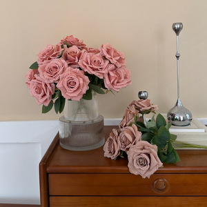 <b>Artificial</b> French Latte <b>Rose</b> Bouquet 30cm-100cm Silk Flower Vintage Home Decor for Wedding and Living Room - Product Image 2
