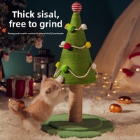 Poteau à gratter pour chat en sisal naturel, résistant à l'usure, avec base en gazon simulé, jouet pour chat d'intérieur, modèle arbre de Noël