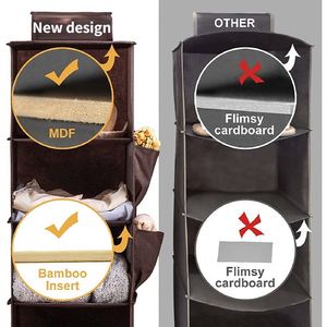Trend Design Colorful Large Capacity 6-Layer Foldable Modern Hanging <b>Shoes</b> & Clothes Storage Organizer Side Pockets for Wardrobe - Product Image 3