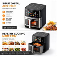 Freidora de Aire Eléctrica con Control Digital, Freidoras Inteligentes, Nueva Freidora de Aire Portátil de Acero Inoxidable sin Aceite de 6L, 8L, 10L y 12 Litros