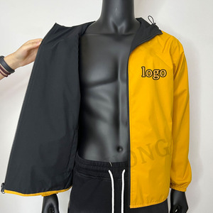 Veste coupe-vent réversible de haute qualité de conception d'usine veste coupe-vent à poignets réglables jaune - Product Image 1