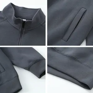 Heavyweight Cotton Drop Shoulder Sweatshirts Large Size Zipper Sweatshirt Fashion Pocket Men's Sweatshirt