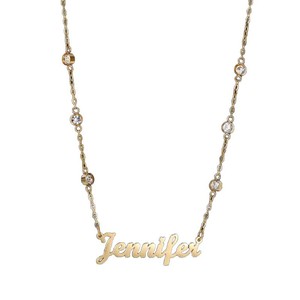 Dropshipping POD Custom Gold Plated <b>Name</b> Necklace Pendant With Birthday Diamond O <b>Chain</b> For Women Classic Style - Product Image 3