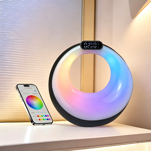 Réveil intelligent 4-en-1 avec lumière d'aube, veilleuse, haut-parleur et lampe musicale d'ambiance RGB contrôlée par application pour chambre et salon - Product Image 1
