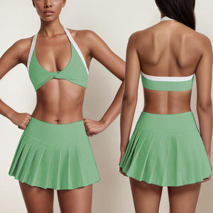 DCK-1075女式快干高腰百褶网球裙套装防滑打底裤跑步健身房透气运动服 - Product Image 2