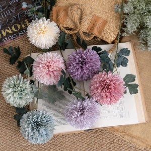 Bola de crisantemo artificial, flor de simulación, fabricante de ramos de boda, decoración del hogar, guía floral para paredes. - Product Image 1
