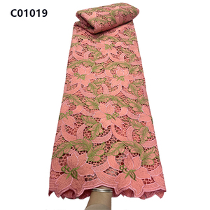 CHOCOO precio al por mayor tela de encaje de guipur DE BODA Africana tela de encaje de cordón Soluble en agua multicolor para ropa - Product Image 4