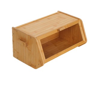 Bamboo Bread Box With Glass Door And Flip Lid Household Kitchen Storage For Bread Pastry Snacks - Product Image 5