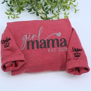 Ragazza mamma felpa ricamata felpa con cappuccio per bambini manica inverno/autunno motivo 3D tessuto anteriore distintivo regalo per ragazza mamma - Product Image 3