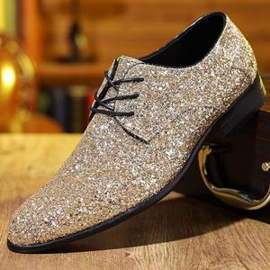 Chaussures Homme Imperméables Antidérapantes à Enfiler, Dessus en PU, Mocassins Habillés Scintillants avec Strass, Confortables pour Mariage, Affaires et Soirées - Product Image 1