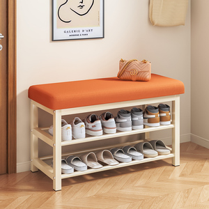 Bancs à chaussures domestiques personnalisables en acier au carbone, bancs de rangement pour chaussures en métal avec coussin moelleux, étagères à chaussures - Product Image 4