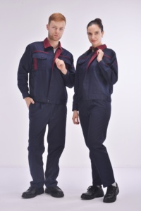 Uniforme de travail unisexe avec design bicolore, vêtements de travail en stock avec fermeture éclair et plusieurs poches - Product Image 4