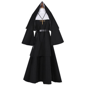 Nuovo Abito Corto Nero da Donna con Cintura, Vestito con Maniche a Tromba per Halloween, Costume per Feste di Pasqua e Giochi di Ruolo - Product Image 1