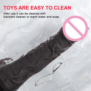 폭발적 도매 성인용품 여성 시뮬레이션 블랙 딜도 소프트 플레시 가열 마스터베이터 - Product Image 5