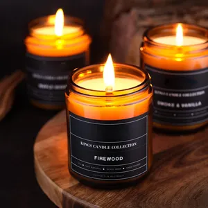 Natural Soy Wax Wood Wick Fresh Coffee Scent Long Lasting Scented Candles For Men