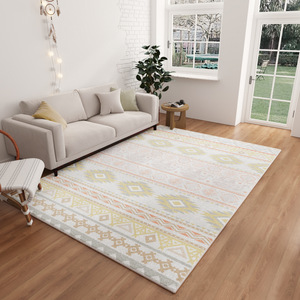 Alfombra de imitación de cachemira hecha a medida, alfombra antideslizante gruesa para sala de estar, dormitorio, patrón de abstracción geométrica blanca - Product Image 2