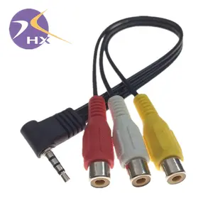 高档直角公对母音频视频rca适配器3.5到rca y电缆3.5毫米4杆rca到3.5毫米插头电缆