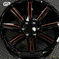 Jantes multi-rayons noires brillantes avec lignes d'accentuation en cuivre 18-22 pouces 5x112 5x114.3 pour camion, SUV, sport, tout-terrain, tuning