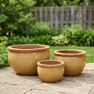 Rustic Glazed Eco-Friendly <b>Clay</b> Flower Pots <b>Set</b> Vietnamese Outdoor Garden Planters for Flowers & Green Plants Home & Garden - Product Image 6
