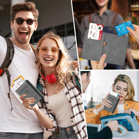 Dompet Pria Fashion Kustom - Penutup Paspor Kulit PU dengan Tempat Kartu dan Slot Tiket, Anti RFID untuk Perjalanan Aman