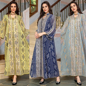 Ab355 Midden-Oosten Elegante Eid Arabische Vrouwelijke Dubai Jalabiya Marokkaanse Kaftan Moderne Abaya Moslim Kleding Jurk - Product Image 1