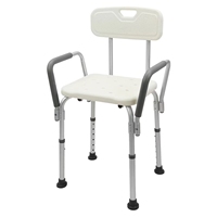 Chaise de douche en promotion avec dossier et accoudoirs amovibles, supporte 300 LBS, chaise de bain antidérapante pour personnes à mobilité réduite