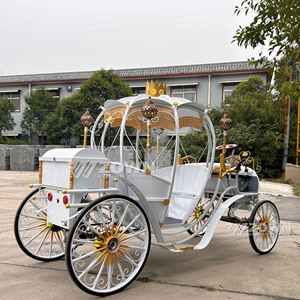 ZOWN Electric Pumpkin Carriage White Metal <b>Frame</b> Gold Crown Outdoor Wedding Transportation - Product Image 4