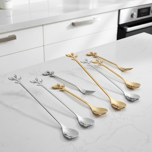 Cuchara y Tenedor de Acero Inoxidable de Alta Calidad, Lujosos, Plateados y Dorados, con Mango Largo, para Regalo, para Té y Café, 13cm/15cm/17cm - Product Image 3