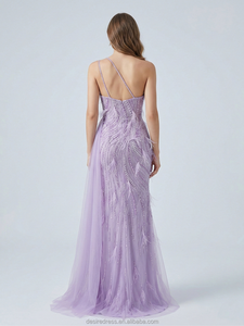 <span class=keywords><strong>Abito</strong></span> da sera a sirena viola lussuoso <span class=keywords><strong>con</strong></span> piume, <span class=keywords><strong>monospalla</strong></span> e <span class=keywords><strong>spacco</strong></span> laterale, <span class=keywords><strong>lungo</strong></span>, ideale per matrimoni e feste da donna - MB40067 - Product Image 3