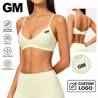 Soutien-gorge de sport pour femme GH, couleur unie, décolleté en V profond, en nylon et élasthanne, respirant, séchage rapide, dos torsadé, avec coussinets amovibles