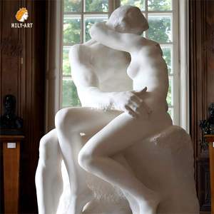 Coppia di marmo bianco intagliato a mano decorazione da giardino all'aperto statua scultura - Product Image 6