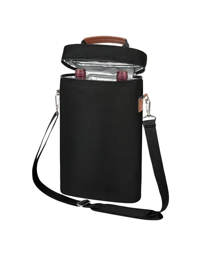 Fourre-tout OEM pour 2 bouteilles de vin Sac à lunch de pique-nique Sac isotherme personnalisé Sac isotherme pour le vin de voyage