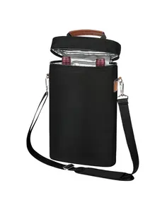 OEM 2 Bottle Wine Gift Tote Carrier Picnic Lunch Bag Custom Cooler Bag Insulated Wine Cooler Bag For Travel