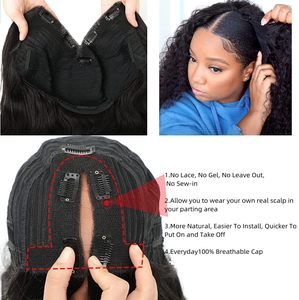 Perruque synthétique sans colle en forme de V/U, afro crépue, lisse, longue, bouclée, Yaki, noire naturelle pour femmes, vente en gros - Product Image 4