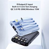 Nouvelle batterie externe magnétique OEM/ODM 10000mAh sans fil 15W à charge rapide avec support de téléphone intégré et câbles intégrés