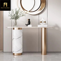 Table d'entrée personnalisée de luxe moderne de haute qualité, élégante table console au design blanc et or, style simple