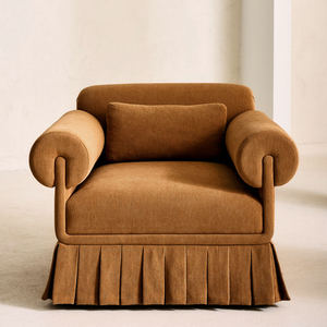 Sillón Giratorio de Lujo HDC de Madera Maciza Estilo Mid-Century con Tapicería de Terciopelo, Modelo <span class=keywords><strong>Alba</strong></span>, para Sala de Estar, Bar, Hotel y Club - Product Image 3
