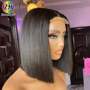 Vente en gros 12A Highlight court Bob 13x4 HD Lace Frontal Bob perruque 100% cheveux humains vierges brésiliens pré-plumés avec des cheveux de <span class=keywords><strong>Boby</strong></span> - Product Image 2