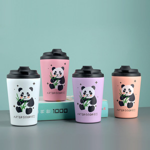 Madou ถ้วยกาแฟสแตนเลสสตีลสูญญากาศขนาดเล็ก304พร้อมฝาปิดพิมพ์โลโก้แพนด้า - Product Image 1