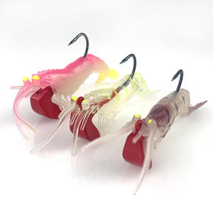Esca Morbida a Forma di Gamberetto per <span class=keywords><strong>Pesca</strong></span>, Affondante in Piombo, Gamberetto in Plastica Luminescente <span class=keywords><strong>con</strong></span> Ami - Product Image 2