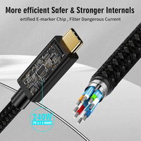 Ultra-haute vitesse USB4 80Gbps 16K Thunderbolt 5 USB C vers USB C câble de chargeur rapide 240W Type C Gen4 transfert de données pour Macbook
