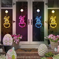 Lumière de fenêtre LED Lapin de Pâques avec ventouse, Décoration de fenêtre mignonne pour Pâques, Lumière décorative intérieure pour maison et ferme