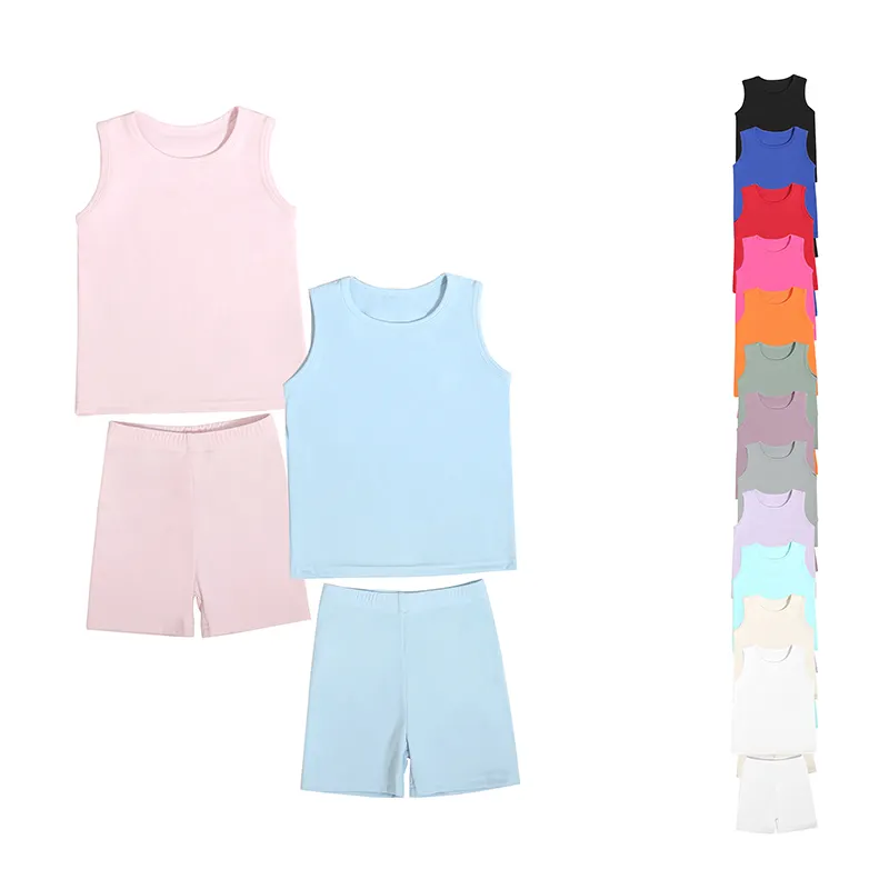 Großhandel ärmellose kundenspezifische bestickte Babyausbildungsbekleidung Nylon hohe Taille Yoga-Hose Leggins für Kind Kids sportliche Kleidung