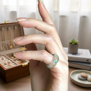 Elegant Wooden Resin Organic-Style Modern Luxury Jewelry Ring Handcrafted Wood Epoxy Finish Customized Color Size Holiday - Product Image 3