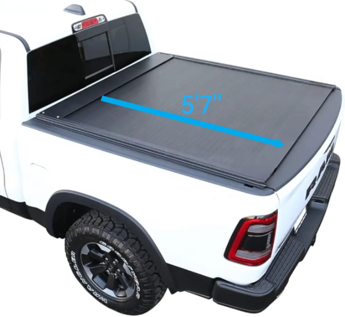 Factory Aluminum Retractable Hard Tonneau Cover for 2019-2023 Dodge Ram 1500 5'7" Truck Bed Matte Black Low Profile Waterproof