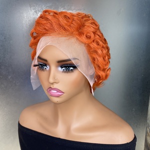 Perruque en <span class=keywords><strong>cheveux</strong></span> humains Remy, texture bouclée ondulée, <span class=keywords><strong>coupe</strong></span> pixie courte ondulée Chioma, dentelle frontale transparente 13x4 - Product Image 6